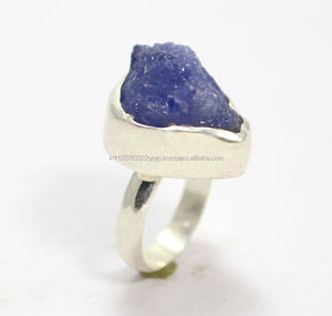 แหวนแฮนด์เมดพลอยหยาบรูปโลไลต์สีฟ้าเครื่องประดับเงินสเตอร์ลิง925แหวนแบบสั่งทำ - Product Image 3