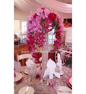 Vase à fleurs de mariage en cristal et métal de luxe, fleurs artificielles, centre de table décoratif, fête, anniversaire, événement, décoration de la maison - Product Image 2