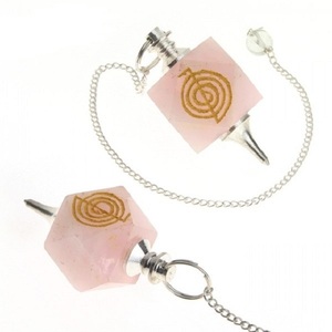 Péndulos de Cuarzo Rosa para Reiki, Péndulos con Pentagrama, Venta al por Mayor - Product Image 1