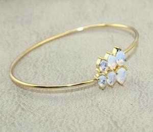 สร้อยข้อมืออัญมณีรูปลูกแพร์แบบง่ามกำไลข้อมือคู่สร้อยข้อมือชุบทองสีเหลืองแบบปรับได้สำหรับผู้หญิง - Product Image 2