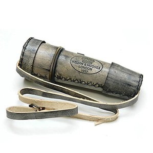 Telescopio de catalejo antiguo coleccionable náutico Kelvin & Hughes con estuche de cuero. - Product Image 1