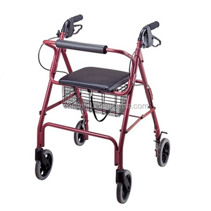 Rollator de soins de santé à quatre roues à usage quotidien pratique avec support dorsal amovible pliable - Product Image 1