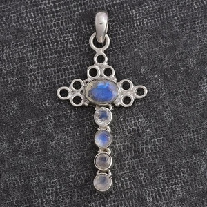 Oval Round 925 Sterling Silver Moonstone Gemstone <b>Pendant</b> for Women Indian Custom <b>Pendants</b> for Girls and Women - Product Image 2