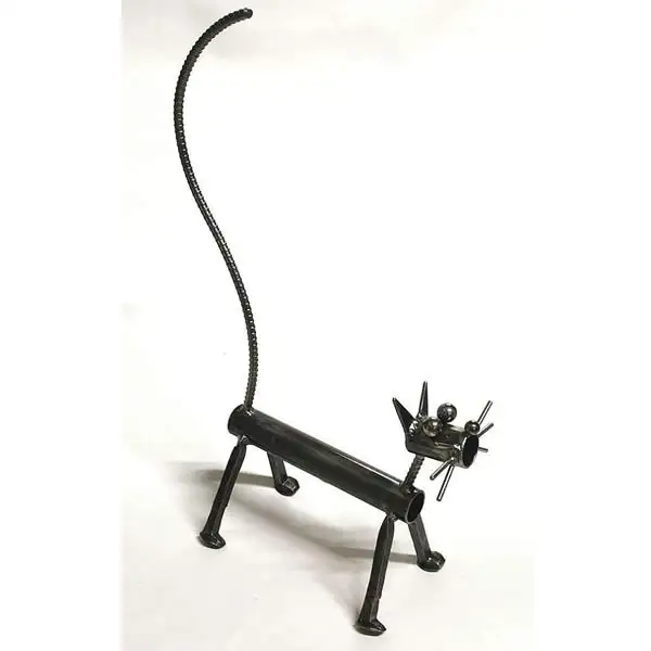 El yapımı heykel Metal kedi figürü çivi sanat