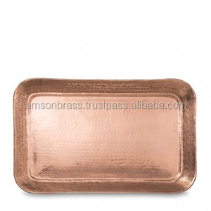 Bandeja de cobre Bandeja de servicio redonda de estilo antiguo Diseño antiguo Cobre Comida Servir Mesa para el hogar Bandeja de servicio decorativa Mesa - Product Image 6