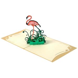 Haute qualité 3D Flamingo Pop-Up Animal modèle fabriqué à la main nouvelle carte d'arrivée pour les invitations de mariage d'anniversaire disponibles en gros - Product Image 3