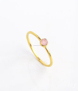 925พลอยคาลซิโดนีสีชมพูแหวนเครื่องประดับชุบทองเงินสเตอร์ลิง - Product Image 2