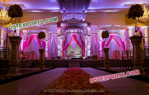 Bodas reales Fibra tallada Mandap Set Devdas Mandap Estilo indio Telón de fondo Boda Eventos Filmy Estilo Fibra tallada Boda - Product Image 6