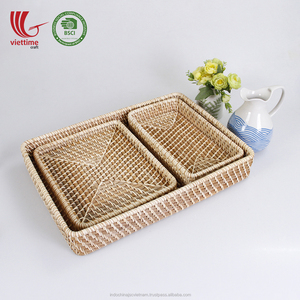 Juego de 3 cestas rectangulares de ratán para mesas de cocina al por mayor - Product Image 2