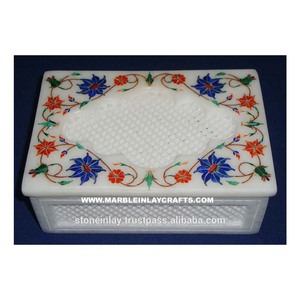 Jali Marble <b>Box</b>, Stone Inlay <b>Box</b> - Product Image 1