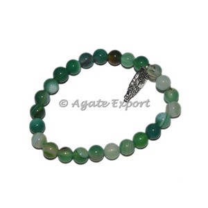 สร้อยข้อมืออาเกตสีเขียวคลาสสิกพร้อมจี้นกฮูกสร้อยข้อมือลูกปัดชุบทองสำหรับเป็นของขวัญหรืองานครบรอบ - Product Image 1