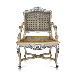 King-silla francesa con combinación de tallado, respaldo de mimbre de ratán - Product Image 2