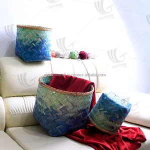 Color Bamboo Storage <b>Baskets</b>-Sustainable Handmade Vintage Boho Design <b>for</b> <b>Bathroom</b> & Hotels Wholesale - Product Image 1