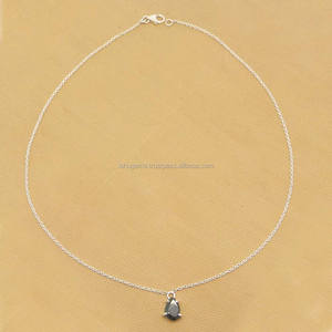 925 argent Sterling émeraude corindon pierres précieuses poire coupe broche ensemble lien chaîne collier pour mariage ou cadeau plaqué argent - Product Image 2