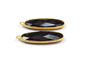 ทำด้วยมือสีดำพลอยนิลที่มีการชุบทองรูปไข่เหลี่ยมเพชรพลอยสำหรับทำเครื่องประดับทำของขวัญให้กับเธอ - Product Image 4