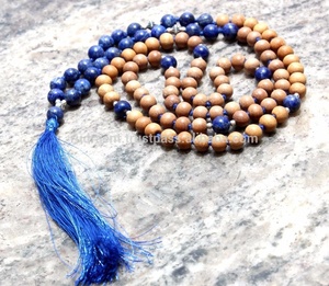 Classique Religieux Hindou Spirituel Guérison Cristal Bijoux-Bois De Santal Lapis 108 Mala Perles Collier Diamant Perle pour Les Fêtes - Product Image 2
