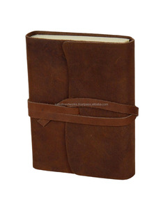 วารสารหนังแท้วินเทจแบบโบราณทำด้วยมือกระดาษเปล่าสีขาวผูกติดอยู่กับสายปิดสมุดบันทึกการเดินทางสมุดจดบันทึก - Product Image 1