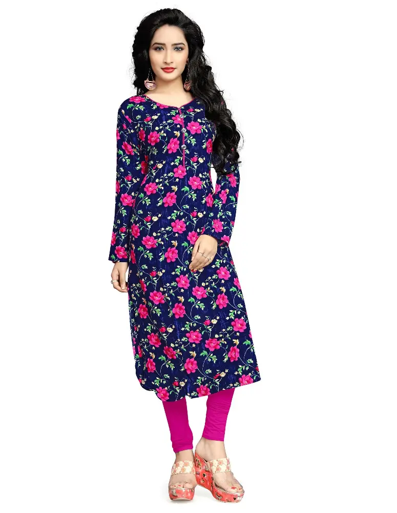 Phụ Nữ Mặc Thường Ngày Rayon Mềm Cotton In Hoa Kurti (Áo Mặc Dự Tiệc)