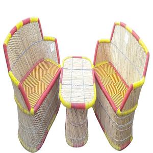 Ensemble de canapé en rotin avec accoudoirs, style moderne et écologique, 2 places, ensemble de canapé en bambou pour salon - Product Image 3