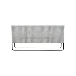 โต๊ะคอนโซลไม้แข็งพร้อมขาตั้งเหล็กฝังกระดูกดีไซน์ทันสมัยสวยงามสำหรับห้องนอนบ้านห้องครัวและห้องน้ำ - Product Image 2