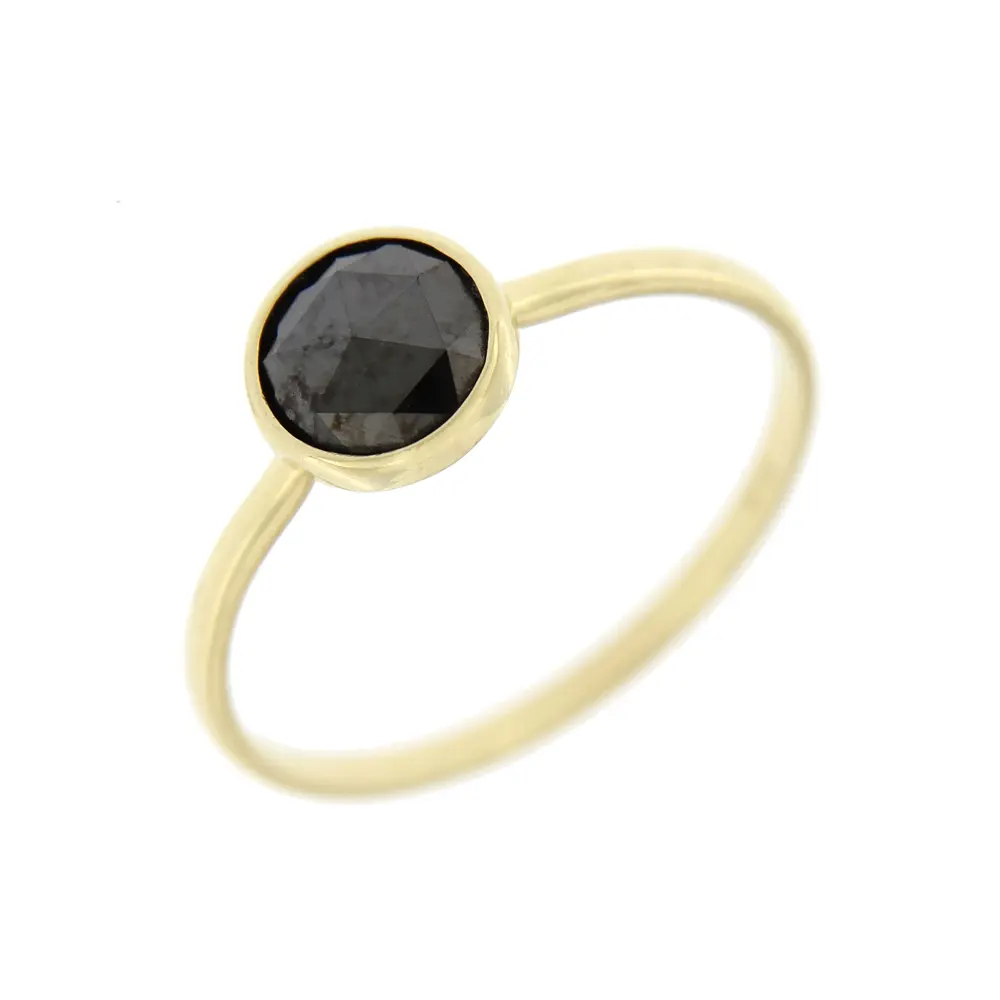 Anillo solitario de diamante negro con forma redonda Natural, oro amarillo de 14k, 0,50 quilates, precio del diamante