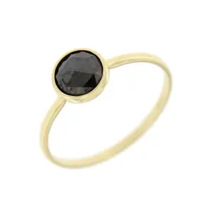 Natural Round Shape Black Diamond Solitaire Ring In 14k Yellow Gold 0.50 Carat , price of diamond ring