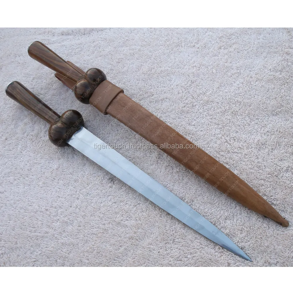 벨트 결박을 가진 중세/바이킹 칼 목제 손잡이 가죽 scabbard