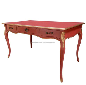 Antico Dipinto Mobili-Rosso Vintage Mobili Scrivania In Legno in Stile Francese. - Product Image 2
