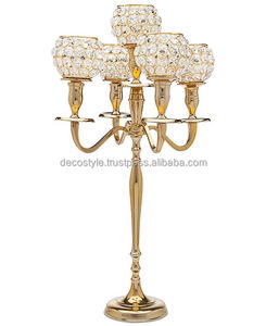 เชิงเทียนทองเหลือง5แขนสำหรับงานแต่งงาน - Product Image 4