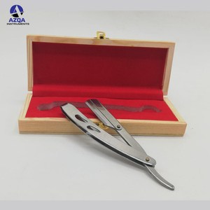 Rasoir à lame droite pour barbier, noir, avec manche doré, rasoir de salon à lame tranchante - Product Image 2