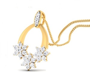 ชุดจี้เพชรกลมแท้แบบ0.90TCW วินเทจที่ไม่มีโลหะผสมโซ่สำหรับการหมั้นงานแต่งงาน - Product Image 1