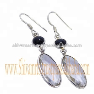 Elegant Genuine Black <b>Onyx</b> Crystal Multi Gemstone <b>Earring</b> Wholesale 925 Sterling Silver Jewelry Supplier - Product Image 2