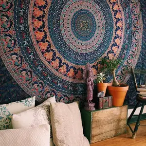 Indian Hippie Gypsy Bohemian Psychedelic Cotton Mandala Wall Hanging Tapestry Multi Color Large Mandala