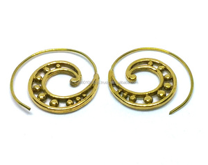 Boucles d'oreilles en spirale en laiton doré pour femmes, accessoires de bijoux en cerceau de style bohème, non allergiques - Product Image 2