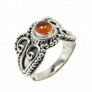 Nouveau Design Femmes Romantique Cornaline Gemme Éternité Vermeil Anneau Fabriqué À La Main Bijoux En Argent pour Cadeau De Mariage - Product Image 1