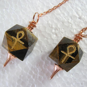 Péndulo de ojo de tigre, péndulo Ankh con cadena de cobre, venta al por mayor - Product Image 1