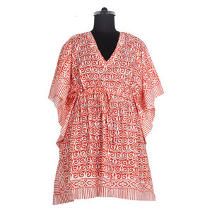 Caftan court élégant grande taille en coton avec chute de taille prix de gros - Product Image 1