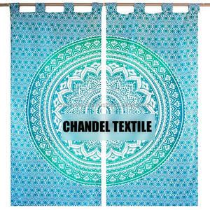 Ombre Mandala Handmade Cotton <b>Curtains</b> Set 2 PC Window Valances <b>Door</b> Hanging Decorative Tapestry Bohemian Style Insulated Full - Product Image 4