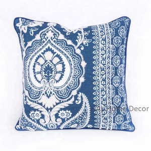 Indigo <b>Cushion</b> <b>cover</b>, Paisley Embroidered Pillow case, Designer <b>Cushion</b> for Home decor - Product Image 1