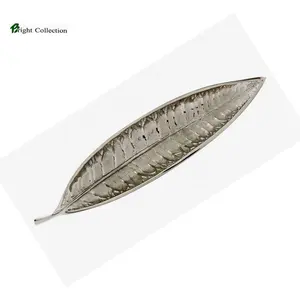 Decoration Circles Wall Metal Designer Aluminum Long Leaf Design Dish Embossed decorative leaf bowl table decoration bowls