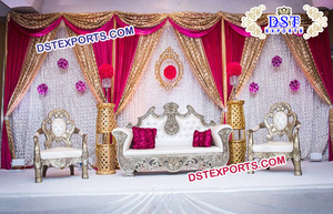 Sorprendido de oro blanco boda sofá de madera tallada sofá Bodas de lujo de la boda conjunto de sofá - Product Image 4