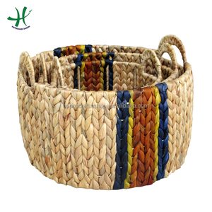 Handmade <b>Wicker</b> <b>Storage</b> <b>Basket</b> with Handle Water Hyacinth Organizer for Clothing Sundries Wholesale Decorative <b>Basket</b> Weaving - Product Image 1