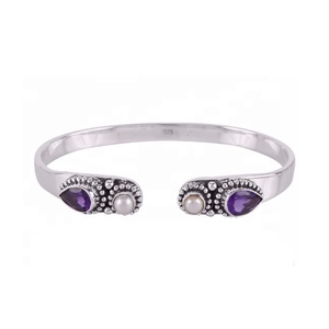 Beautiful Natural Amethyst Gemstone Bangle Pure 925 Sterling Silver Jewelry Expensive Fashion Silver Jewelry - Product Image 2