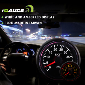 45 PSI Turbo Boost Gauge หน้าจอ LED สีขาวและสีเหลืองอำพันขนาด52มม.