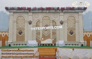 การจัดวางเวทีงานแต่งงานแบบเอเชียที่หรูหราใหม่การตกแต่งเวทีโบราณสำหรับงานแต่งงานมุสลิมพร้อมกรอบแผงไฟเบอร์ตกแต่ง - Product Image 3