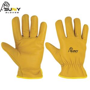 Gants de conduite en cuir de vache doré, gros, en cuir, pour conducteur, de travail - Product Image 1