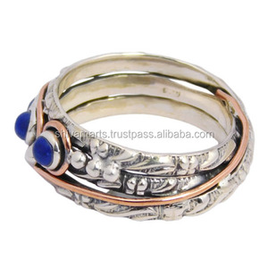Nouveau Design 925 Sterling Silver Lapis Gemstone Éternité Vermeil Bague Belle Fantaisie Bijoux De Mariage Vente En Ligne - Product Image 3