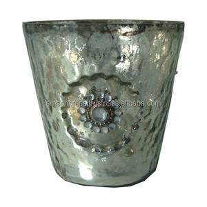 Portavelas de hierro y metal Diseño clásico Cuenco de metal Portavelas votivo Hierro de metal Diseño punteado decorativo - Product Image 4