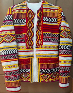 Bohochic XL Varsity Jacket para adultos Tela de lona bordada colorida Producto transpirable y terminado con decoración de encaje - Product Image 2