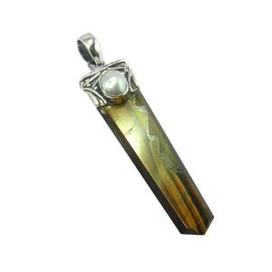 Offre Spéciale S925 pendentif crayon en argent Sterling oeil de tigre perle multi pierres précieuses plaqué argent rhodium belles bijoux fins femmes - Product Image 1